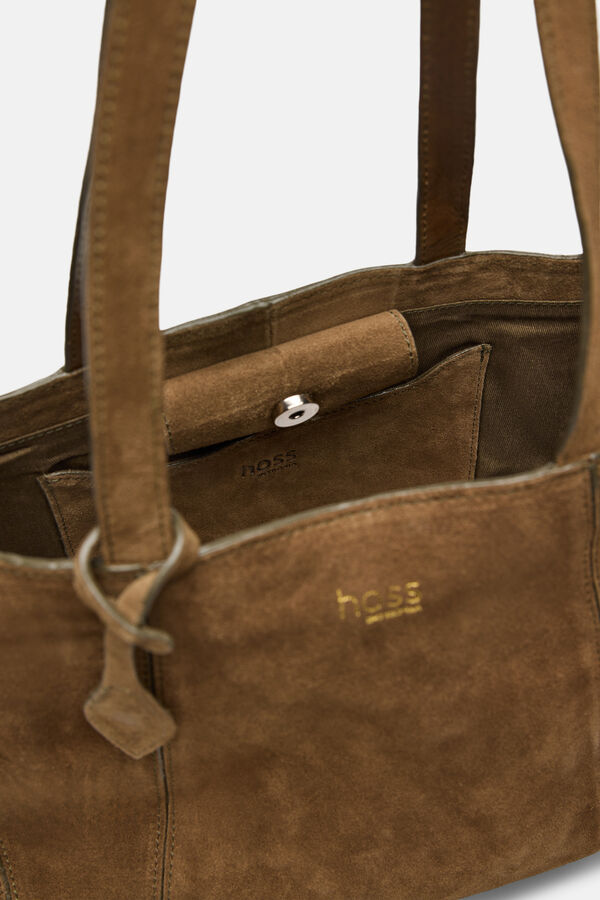 Hoss Intropia Naiara. Mala tote bag em croute Khaki