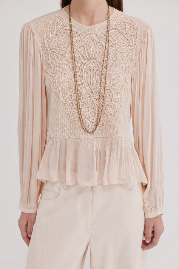 Hoss Intropia Ciane. Blusa rom&acirc;ntica Ecru