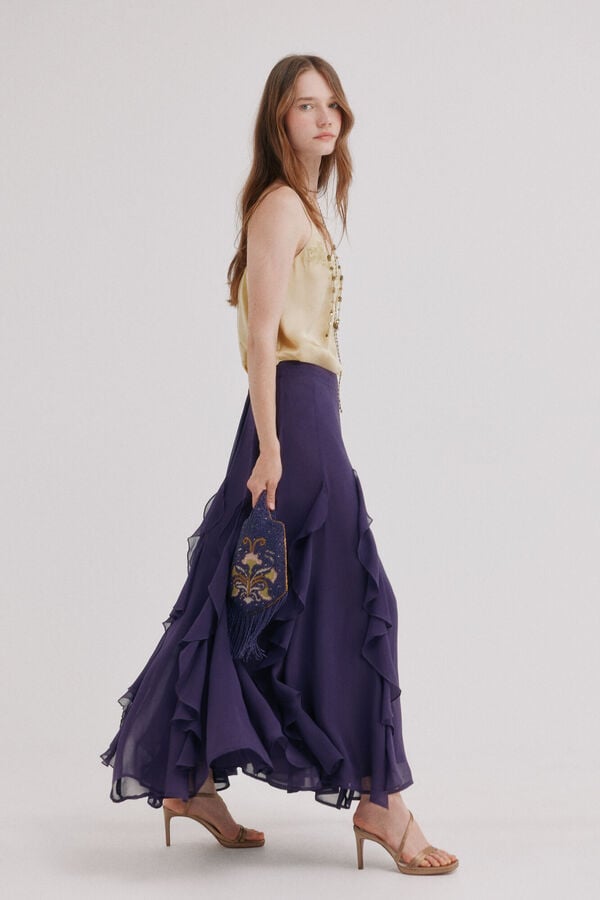 Hoss Intropia Roseline. Falda flu&iacute;da Estampado morado