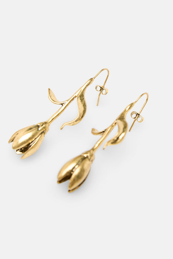 Hoss Intropia Leila. Pendientes de flor ba&ntilde;ados en oro Dorado
