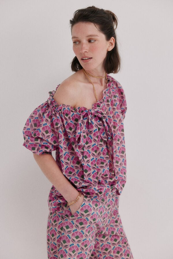 Hoss Intropia Camille. Blusa floral Turquesa