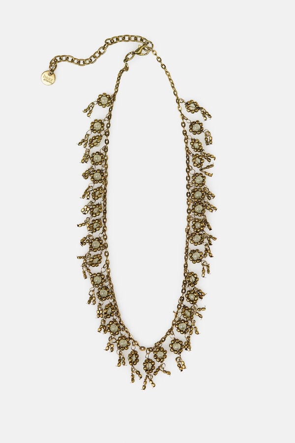 Hoss Intropia Lubna. Collar corto flores ba&ntilde;ado en oro Dorado