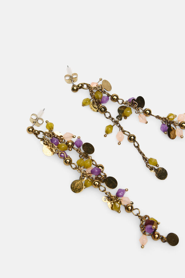 Hoss Intropia Lia. Pendientes de beads ba&ntilde;ados en oro Multicolor