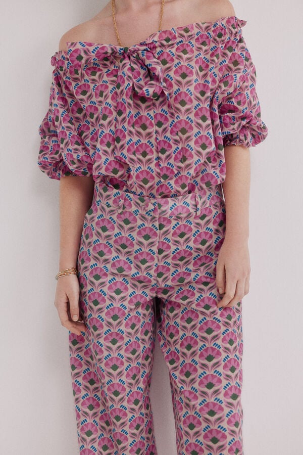 Hoss Intropia Persia. Pantal&oacute;n floral Turquesa