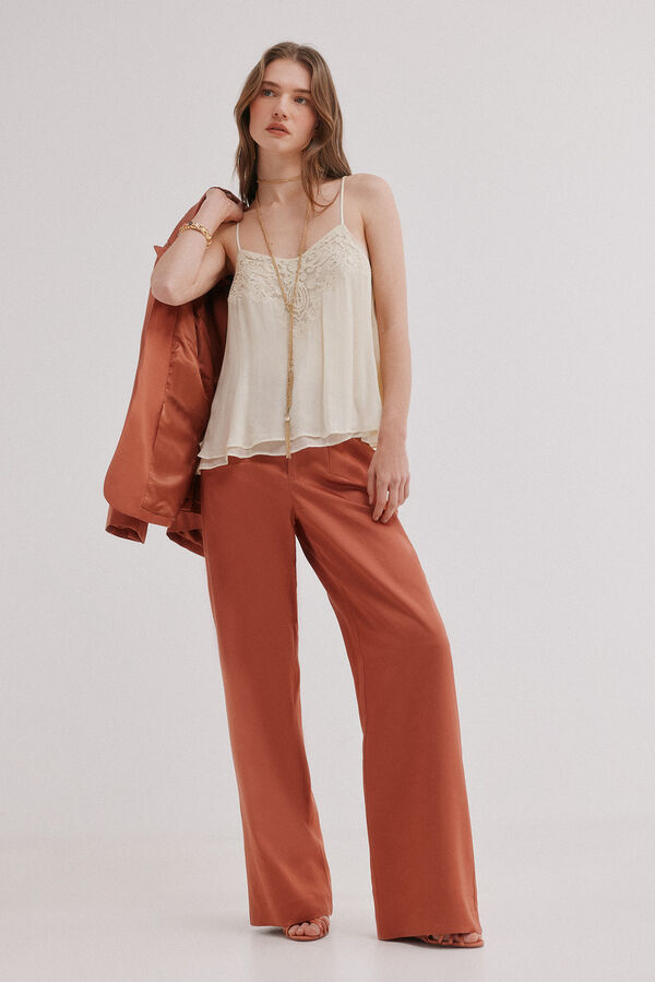 Hoss Intropia Pen&eacute;lope. Pantal&oacute;n tejido satinado Naranja