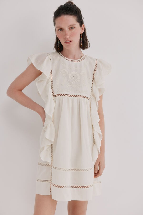 Hoss Intropia Aroa. Vestido bordado Marfil