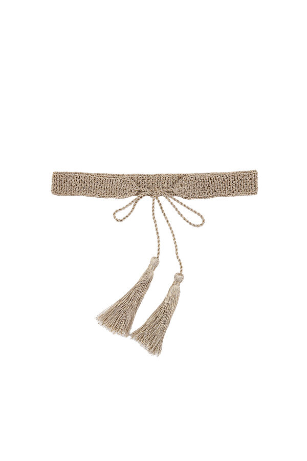 Hoss Intropia Lucrecia. Cinto de crochet metalizado Dourado