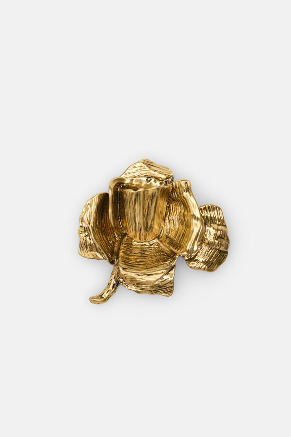 Hoss Intropia Liso. Broche de flor banhado a ouro Dourado