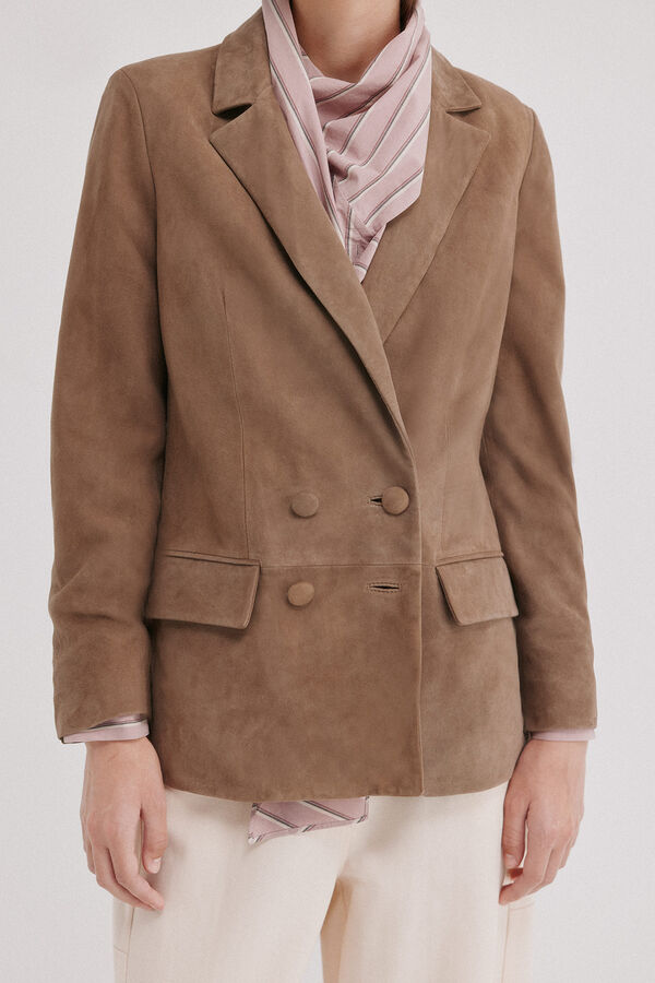 Hoss Intropia Fiore. Casaco de pele Khaki