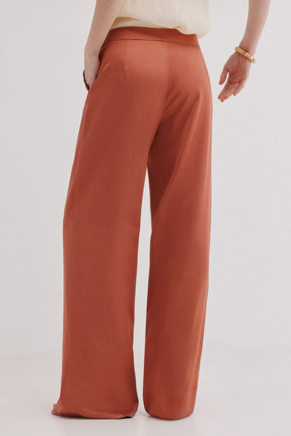 Hoss Intropia Pen&eacute;lope. Pantal&oacute;n tejido satinado Naranja