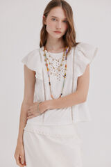 Hoss Intropia Mavie.Camiseta volantes Blanco