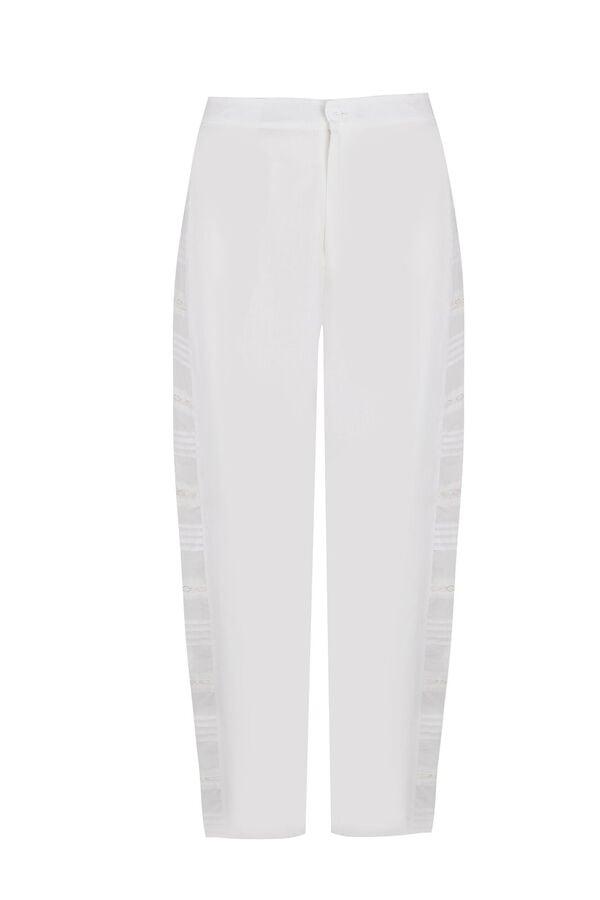 Hoss Intropia P&iacute;a. Cal&ccedil;a de cintura m&eacute;dia bordada Branco