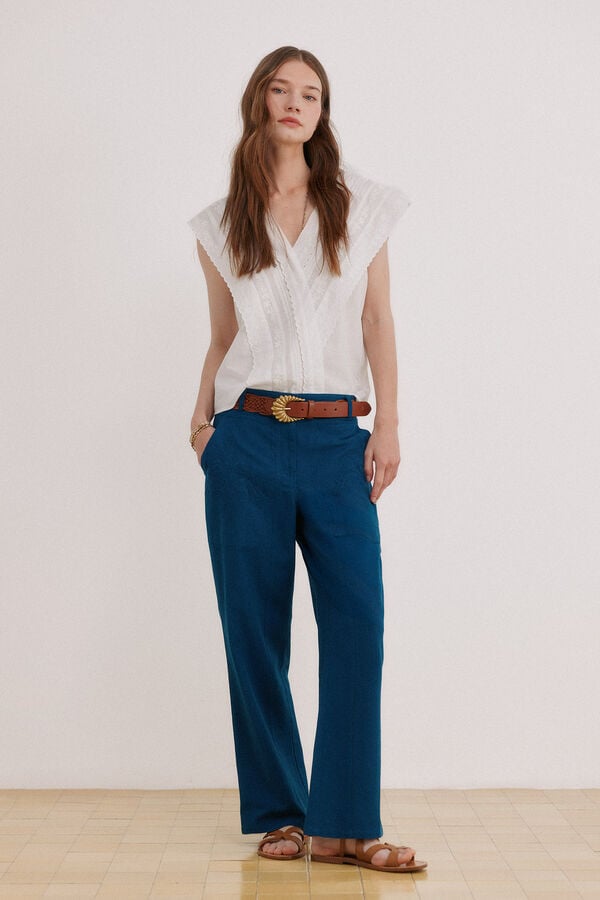 Hoss Intropia Pecks. Pantal&oacute;n bordado Azul oscuro