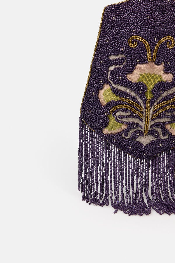 Hoss Intropia Nerea. Bolso Bordado con flecos Estampado morado