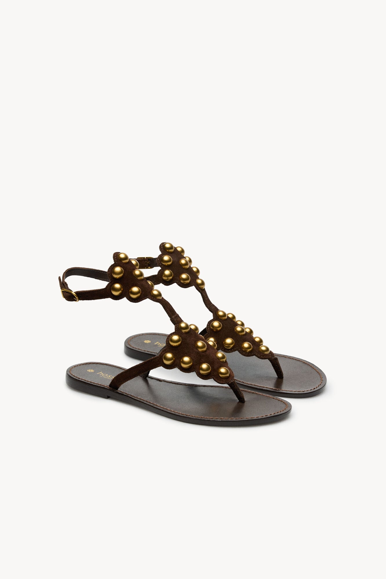 Hoss Intropia Maisa. Sandalias piel piezas met&aacute;licas