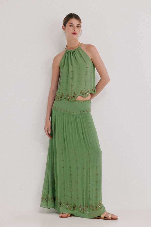 Hoss Intropia Clarisa. Blusa abalorios Verde