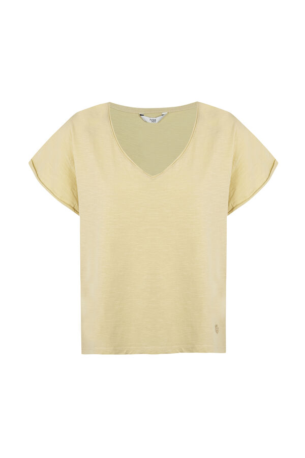 Hoss Intropia Monike. Camiseta maga corta escote pico Amarillo