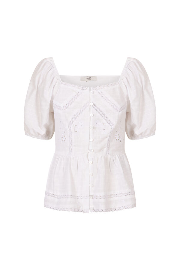 Hoss Intropia Gaia. Blusa rom&aacute;ntica peplum Marfil