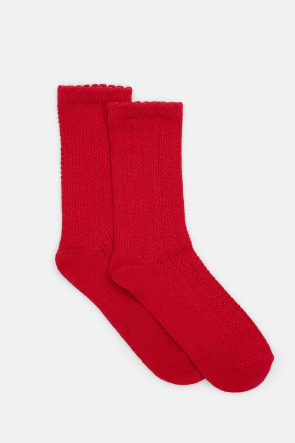 Hoss Intropia Lavinia. Calcetines calados con lurex rojo