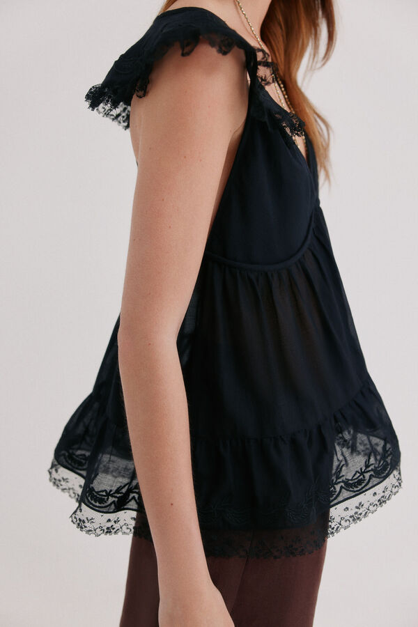 Hoss Intropia Celeste. Blusa fluida Negro