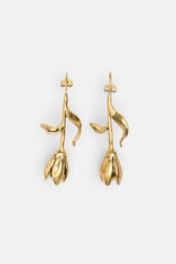 Hoss Intropia Leila. Pendientes de flor ba&ntilde;ados en oro Dorado