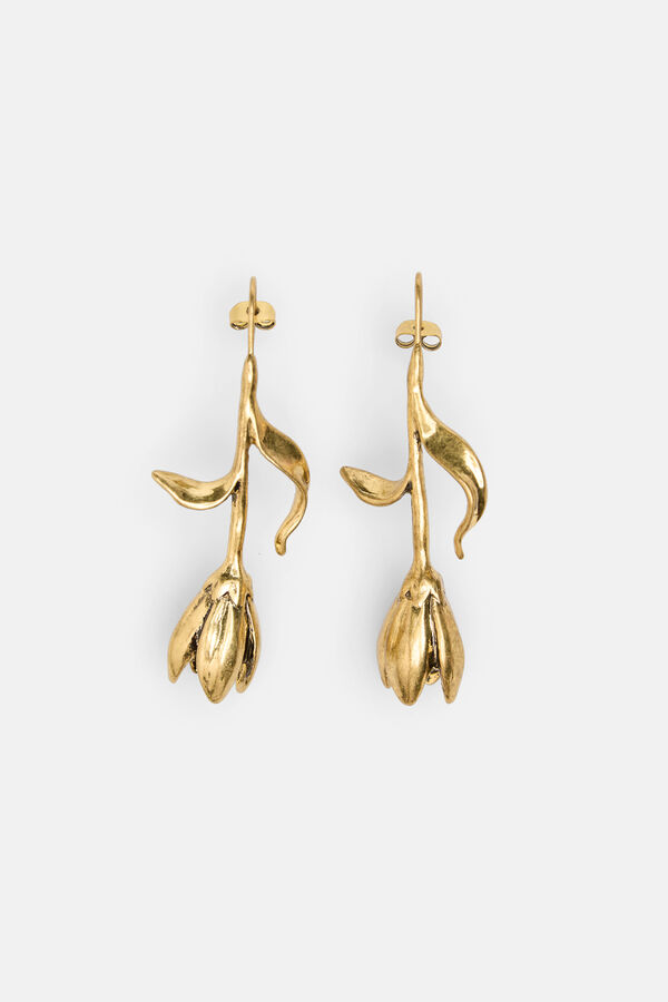 Hoss Intropia Leila. Pendientes de flor ba&ntilde;ados en oro Dorado