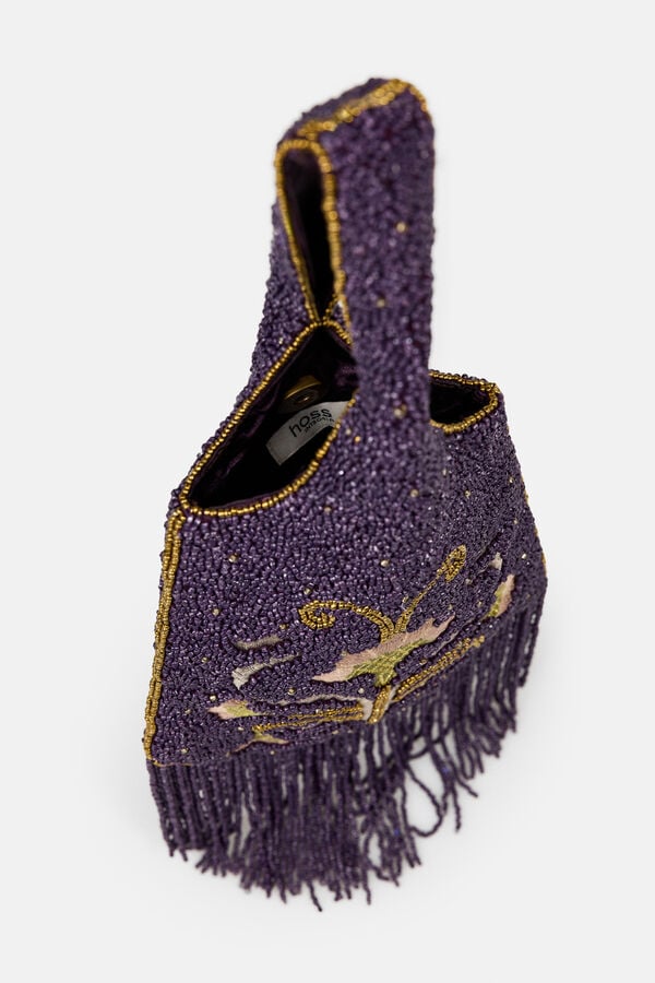 Hoss Intropia Nerea. Bolso Bordado con flecos Estampado morado
