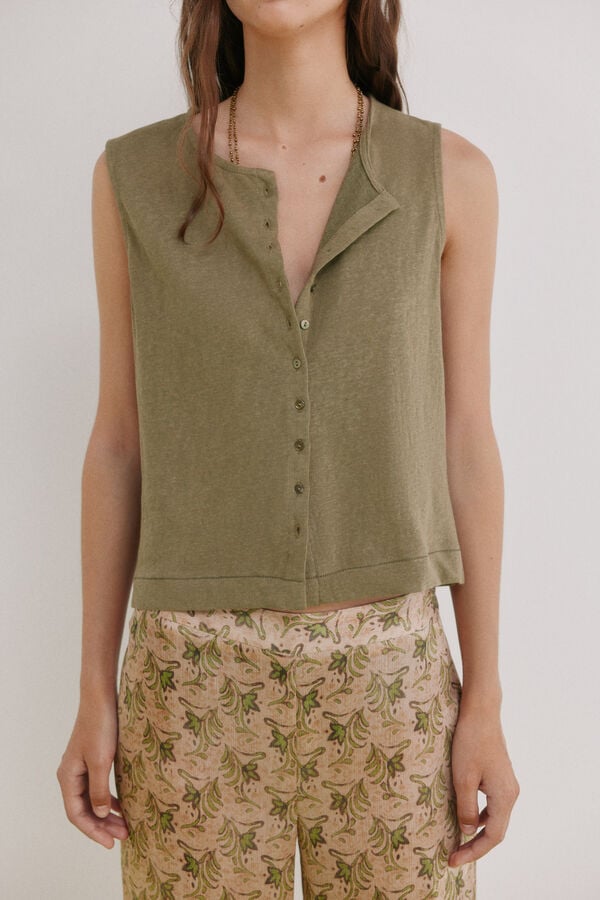 Hoss Intropia Mireia. T-shirt sem mangas com carcela Verde