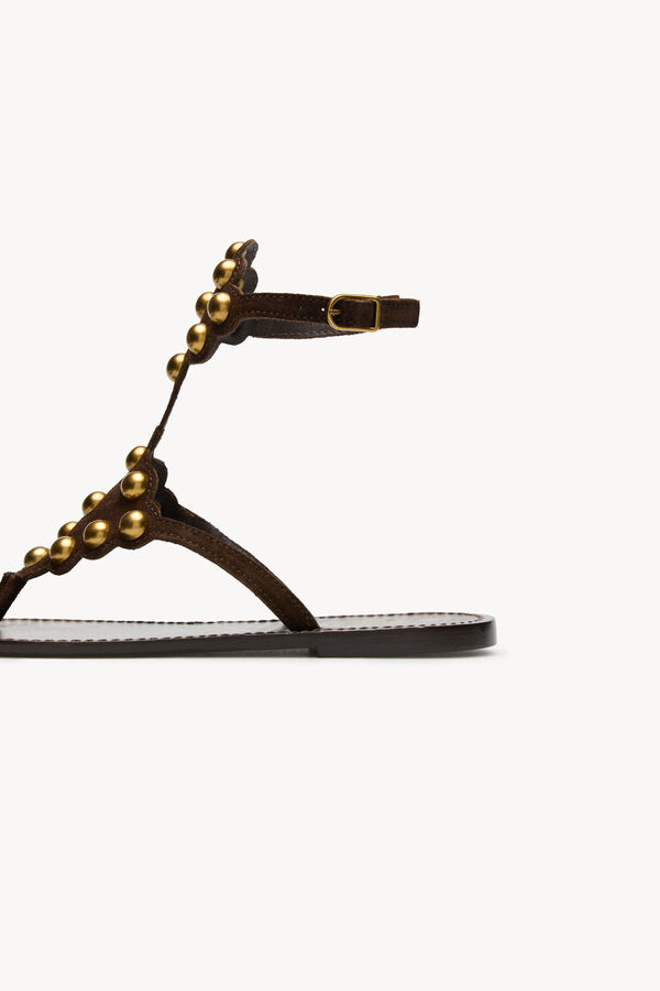 Hoss Intropia Maisa. Sandalias piel piezas met&aacute;licas Marron