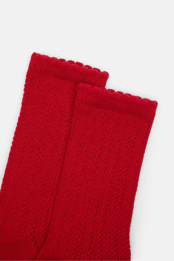 Hoss Intropia Lavinia. Calcetines calados con lurex rojo
