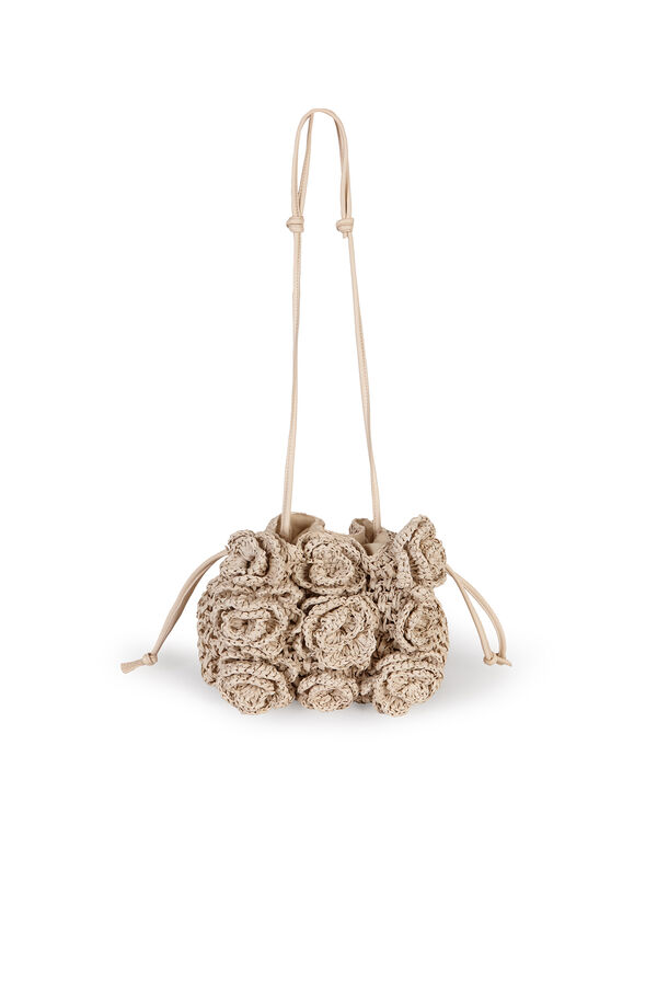 Hoss Intropia Nekane. Bolso fibras naturales con flores Marfil
