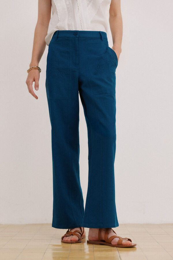 Hoss Intropia Pecks. Pantal&oacute;n bordado Azul oscuro