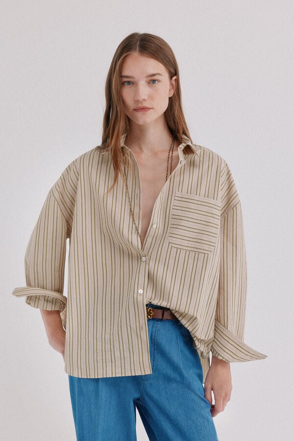 Hoss Intropia Corinna. Camisa de riscas Verde