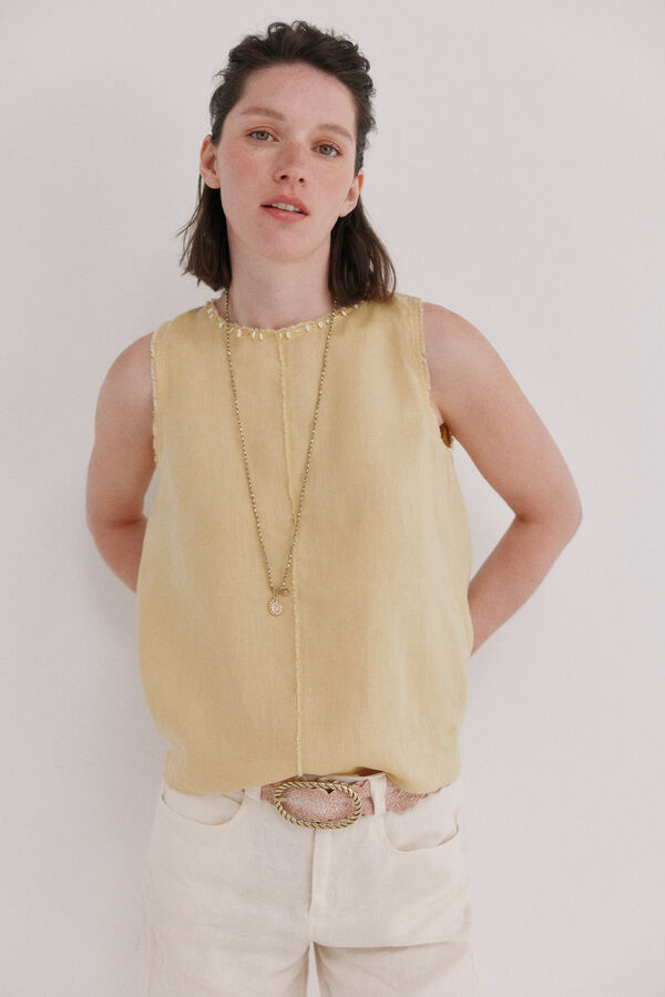Hoss Intropia Celene. Top abalorios Amarillo