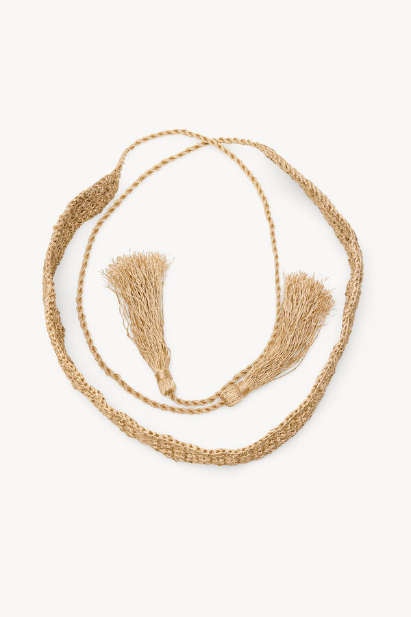 Hoss Intropia Lucrecia. Cinto de crochet metalizado Dourado