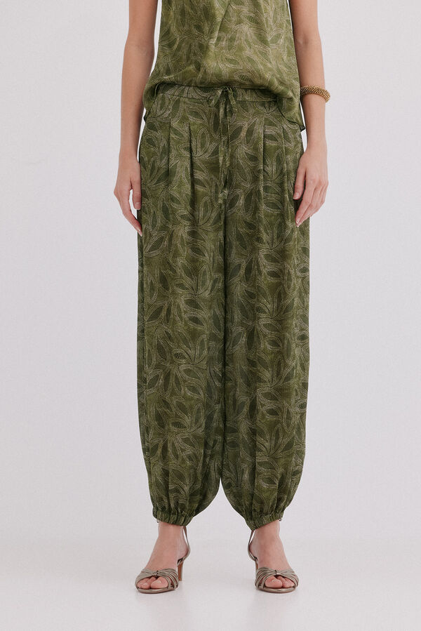 Hoss Intropia Perenna. Pantal&oacute;n fluido Estampado Verde