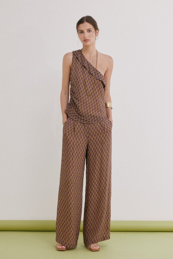 Hoss Intropia Primrose. Pantal&oacute;n pinzas Estampado morado