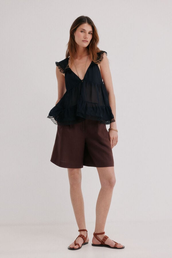 Hoss Intropia Celeste. Blusa fluida Negro