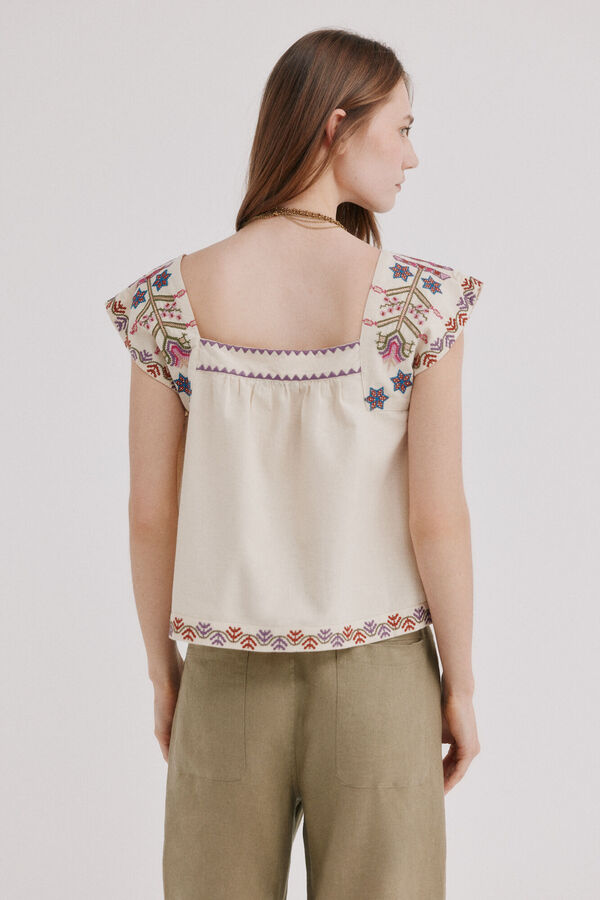 Hoss Intropia Blusa com bordados florais Cali. Subiu
