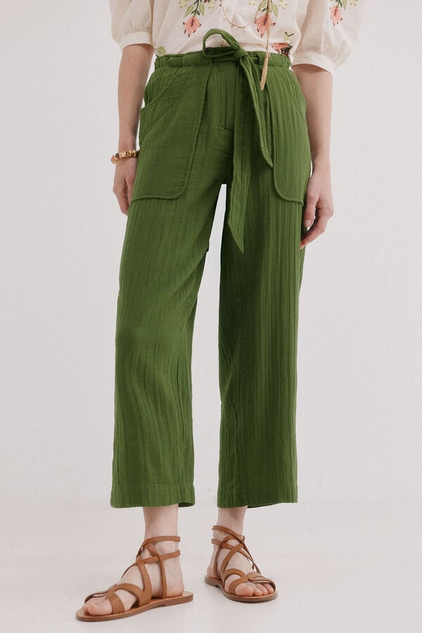 Hoss Intropia Pia. Pantal&oacute;n estilo cargo Kaki