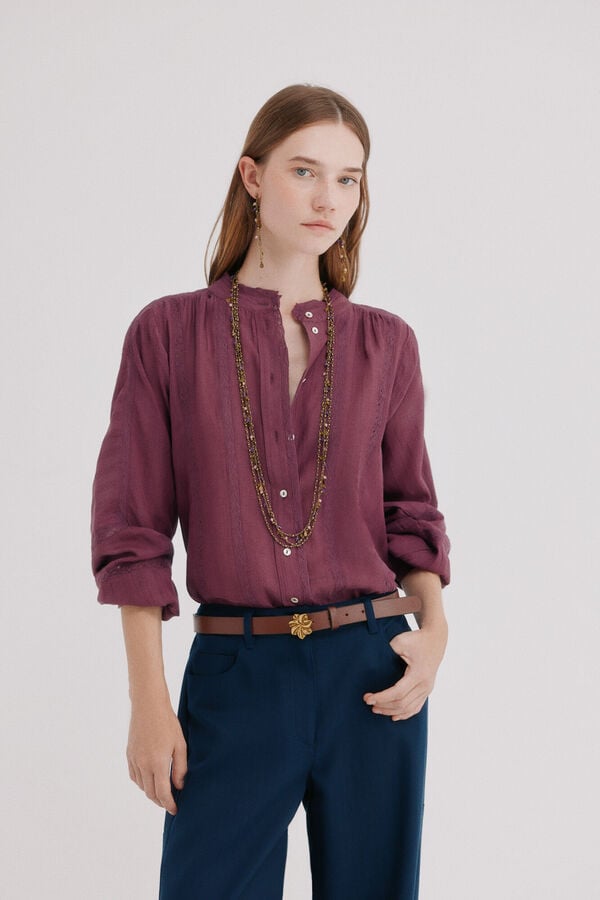 Hoss Intropia Cressa. Blusa com entremeios Roxo
