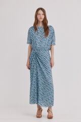 Hoss Intropia Aria. Vestido flu&iacute;do Estampado azul