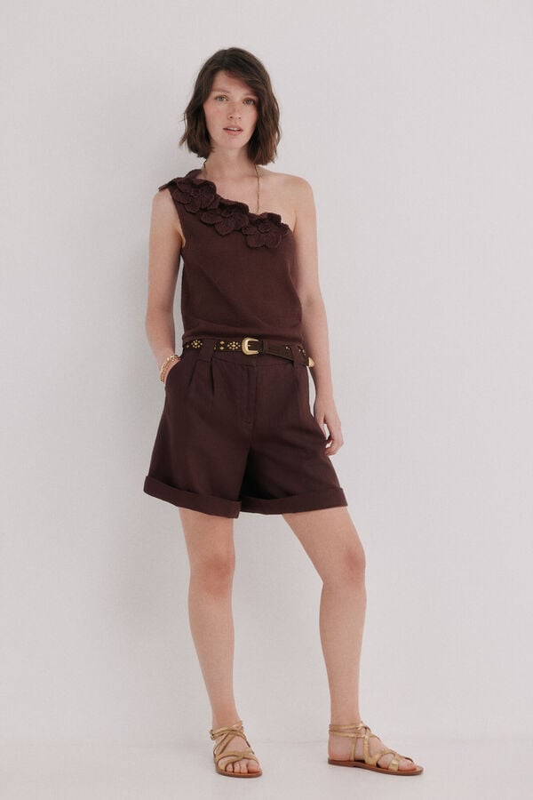 Hoss Intropia Juliana. Top asim&eacute;trico crochet Marron
