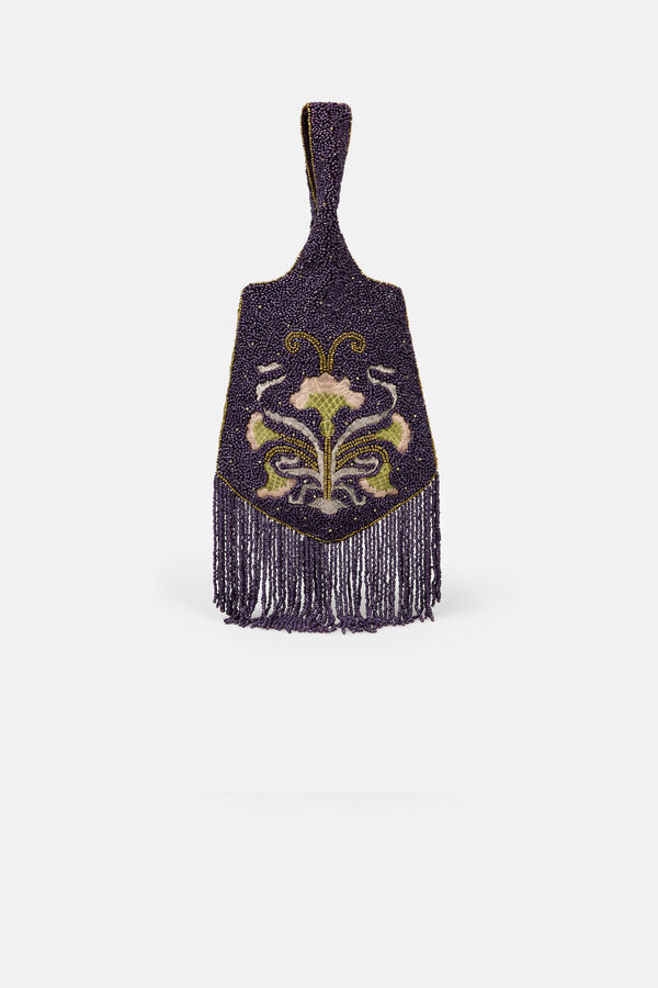 Hoss Intropia Nerea. Bolso Bordado con flecos Estampado morado
