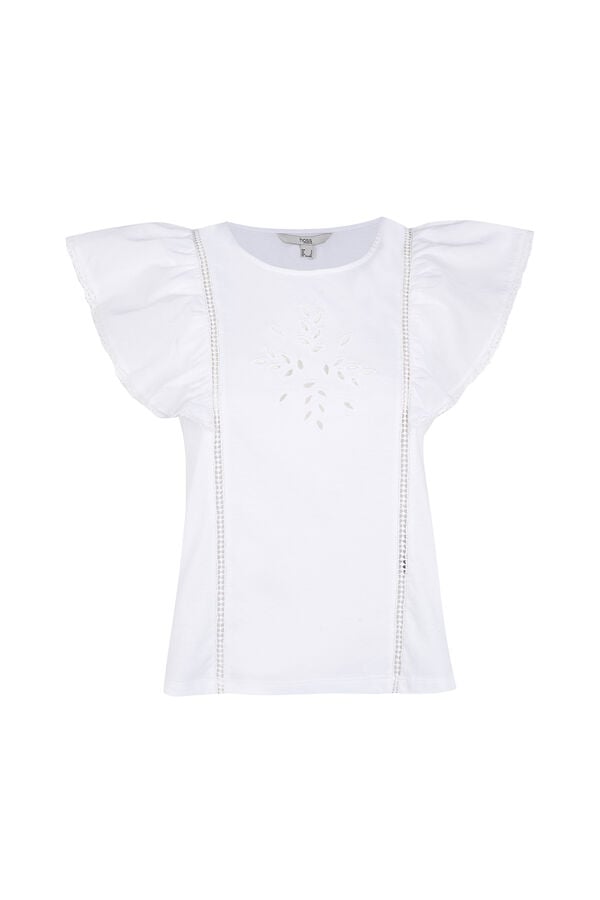 Hoss Intropia Mavie.Camiseta volantes Blanco