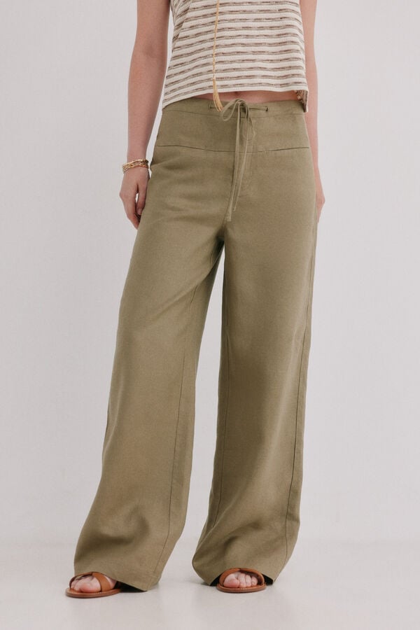 Hoss Intropia Pierina. Pantal&oacute;n flu&iacute;do Kaki