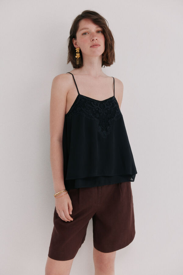 Hoss Intropia Clarissa. Top lencero Negro