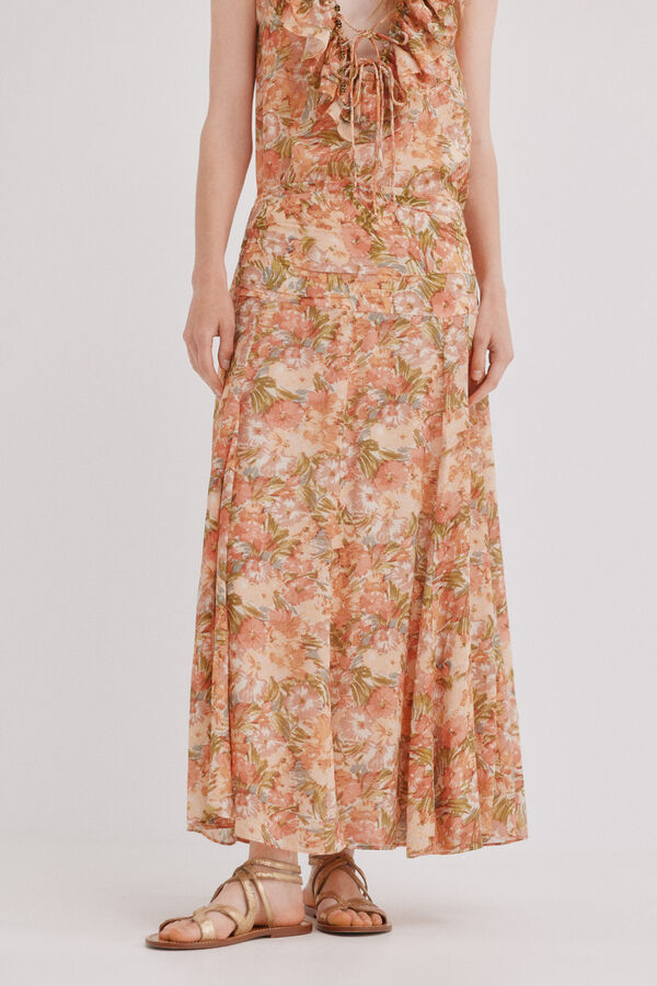 Hoss Intropia Runa. Falda flu&iacute;da Estampado Naranja