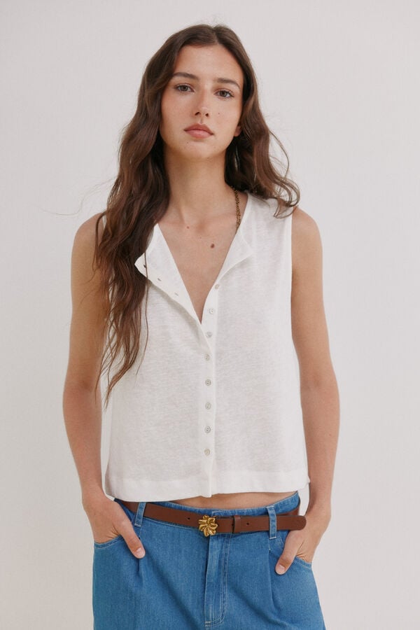 Hoss Intropia Mireia. Camiseta sin mangas tapeta Marfil