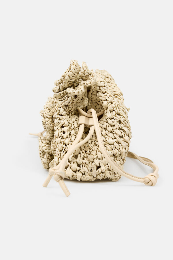 Hoss Intropia Nekane. Bolso fibras naturales con flores Marfil